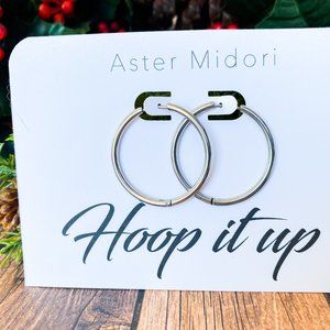 Hoop Earrings Silver-tone Stainless Steel 3.5cm (1.375") diameter